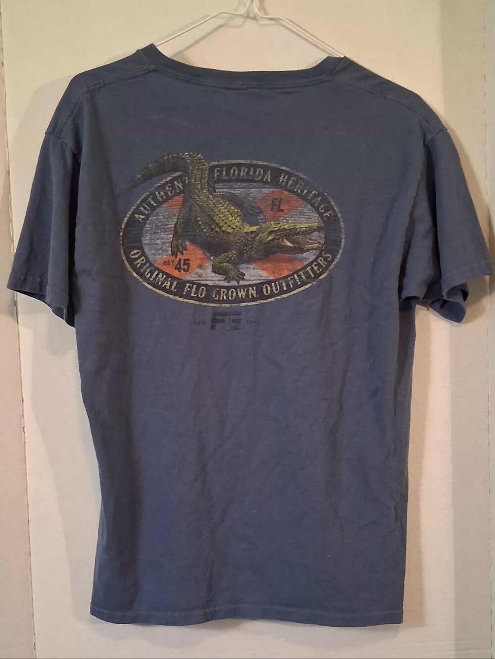 Men's Short Sleeve Florida Alligator Logo T-Shirt in Blue